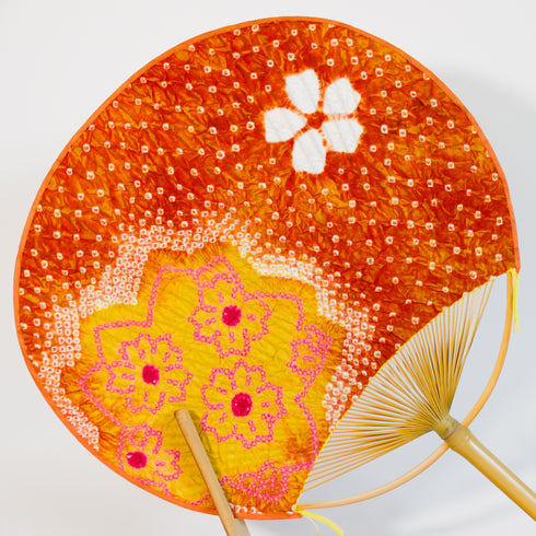 【絞り】房州うちわ 大万月型「雪花」